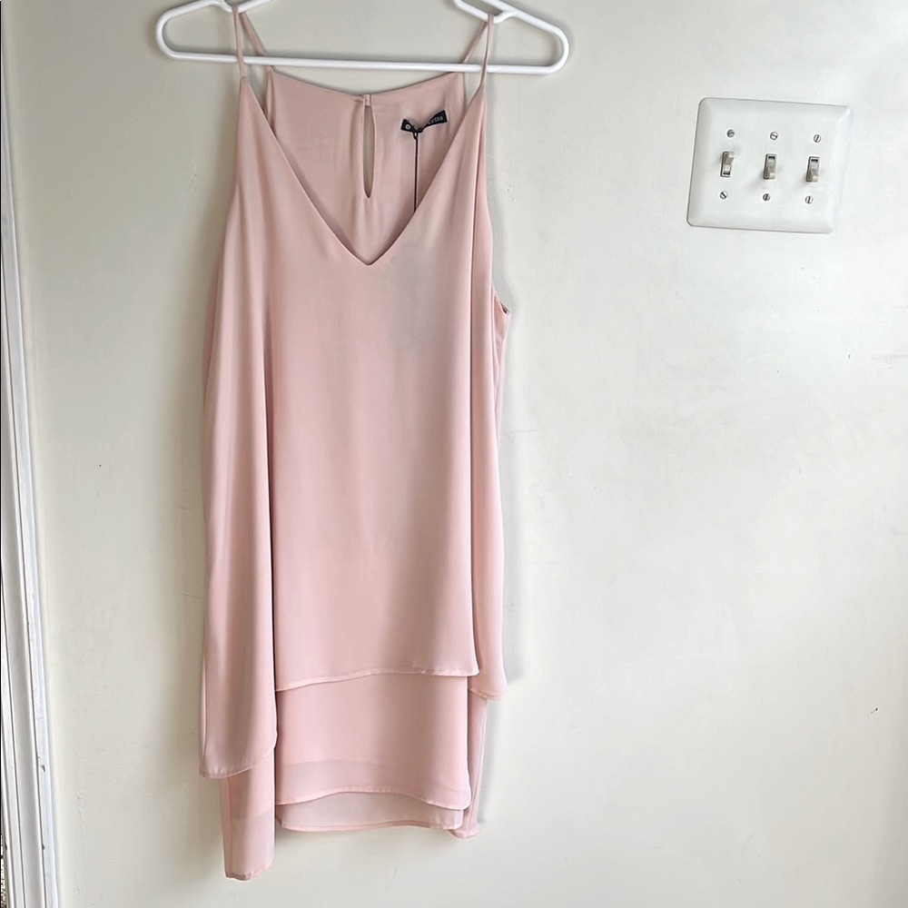 KRISA  Double Layered V-Neck Slip Dress, L